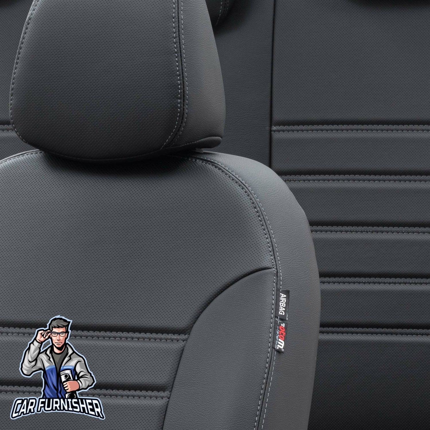 Mini Clubman Car Seat Covers 2015-2023 Istanbul Design Black Full Set (5 Seats + Handrest) Leather & Fabric