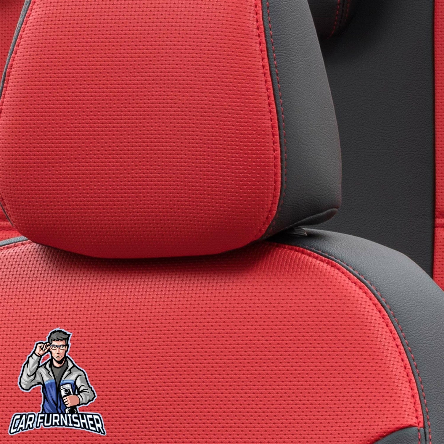 Renault Koleos Car Seat Covers 2017-2023 New York Design Red Leather & Fabric