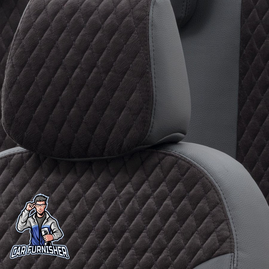 Skoda Fabia Seat Covers Amsterdam Foal Feather Design Black Leather & Foal Feather
