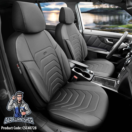 Car Seat Cover Set - Core Design Gray 5 Seats + Headrests (Full Set) Full Leather