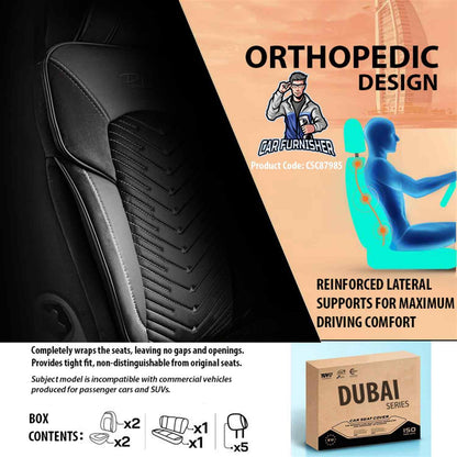 Luxury Car Seat Cover Set (7 Colors) | Dubai Series Black Leather & Fabric