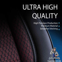 Thumbnail for Car Seat Cover Set - Prestige Design Burgundy 5 Seats + Headrests (Full Set) Leather & Woven Fabric