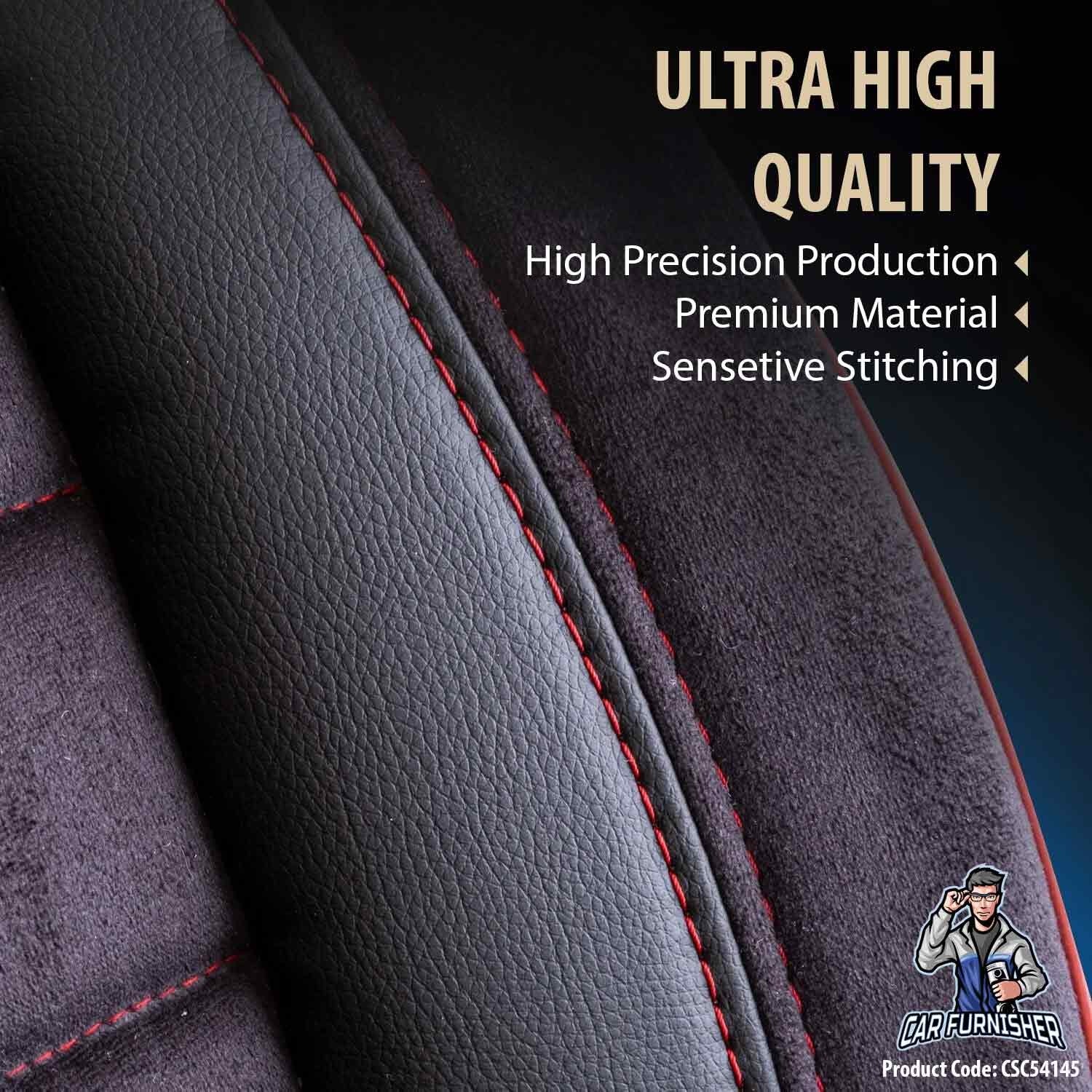 Luxury Car Seat Cover Set (5 Colors) | Toronto Series Red Style B Leather & Fabric