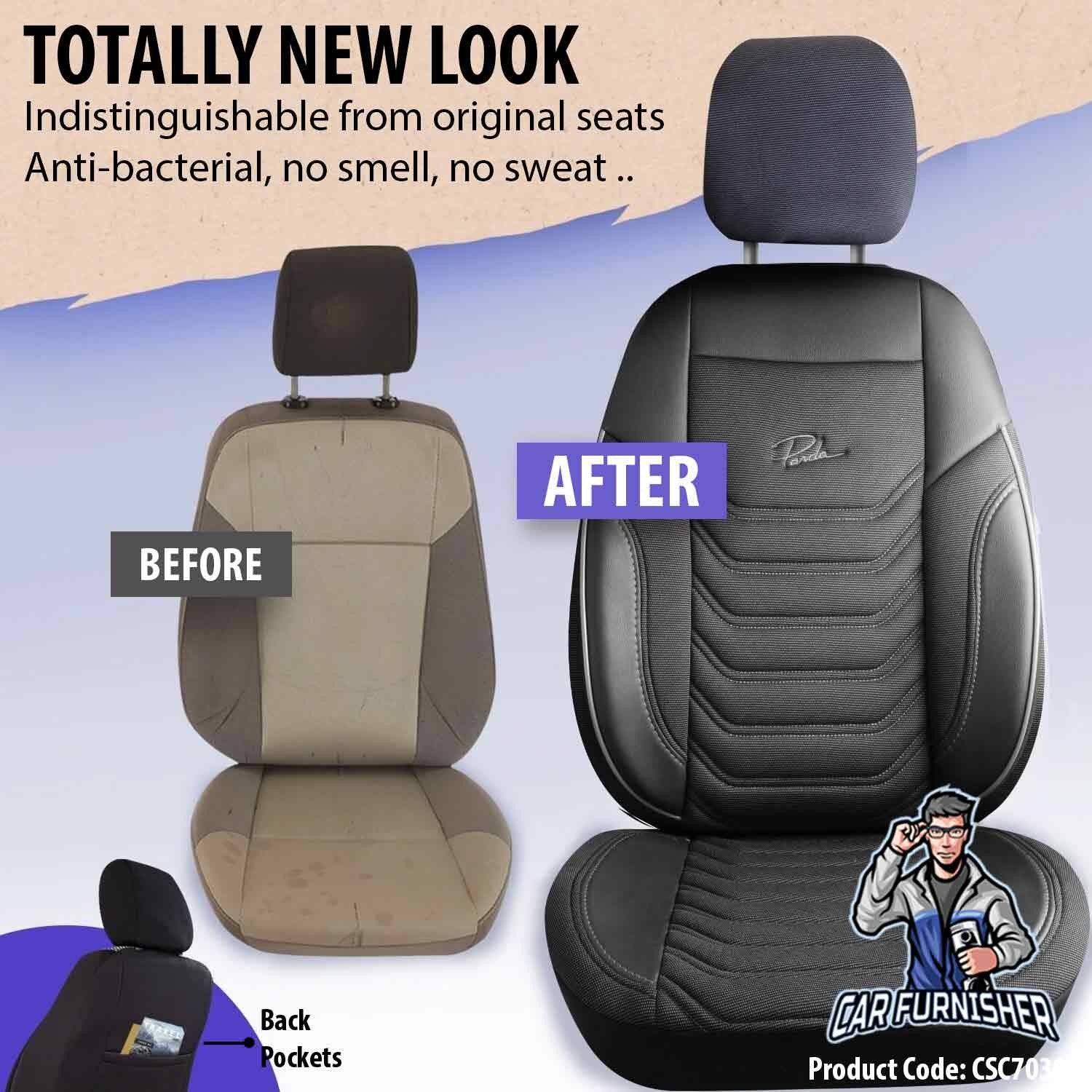 Luxury Car Seat Cover Set (3 Colors) | Florida Series Black Leather & Fabric