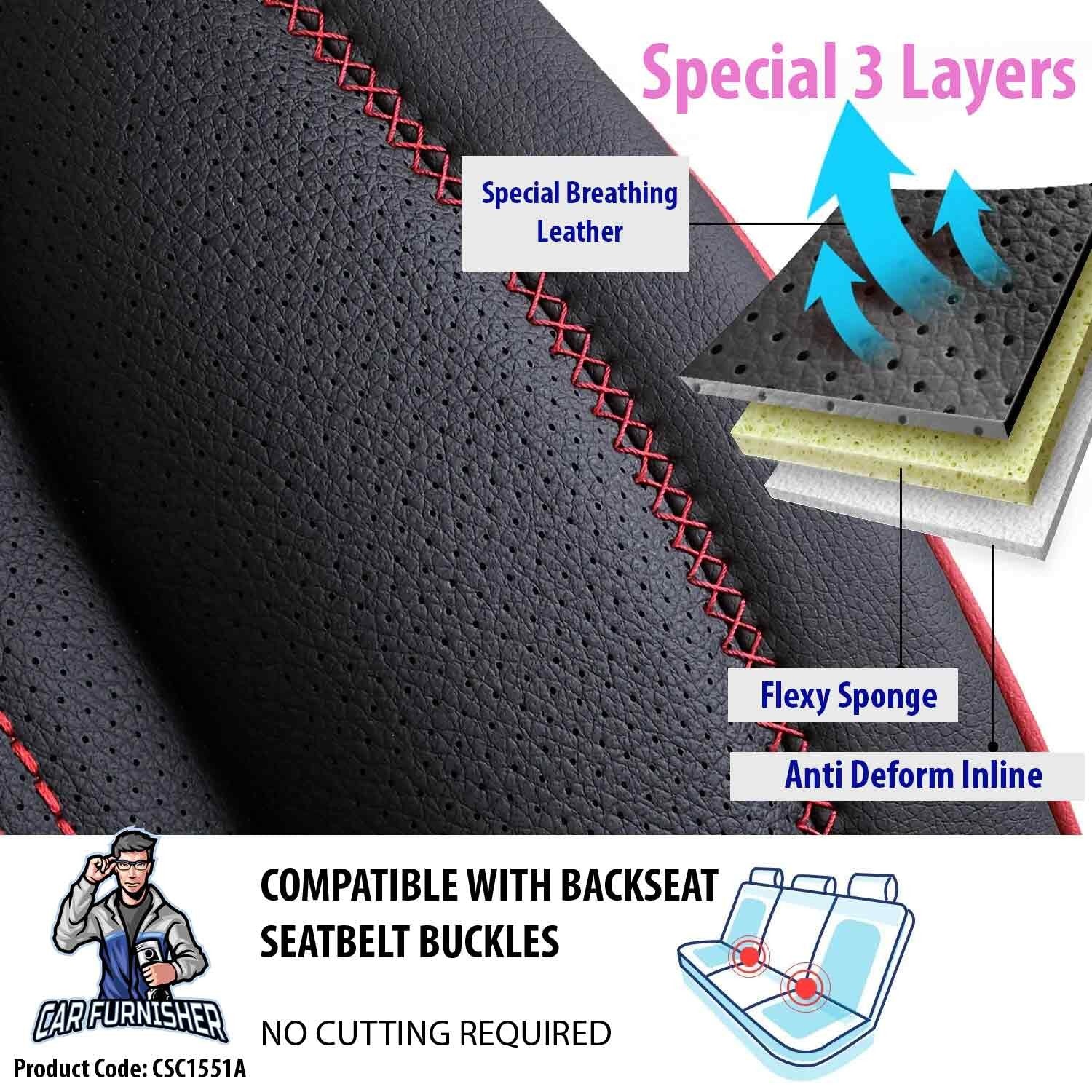 Luxury Car Seat Cover Set (5 Colors) | Miami Series Red Full Leather
