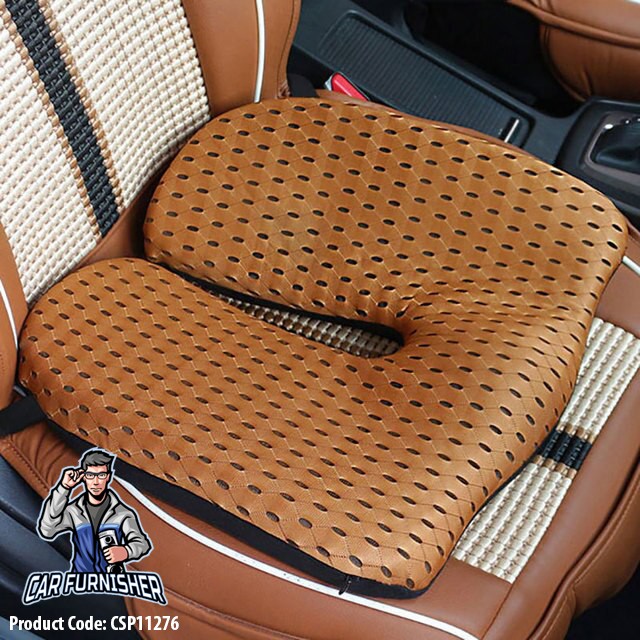 Memory Foam Ergonomic Car Seat Cover & Cushion Set (3 Pcs) Light Brown 1x Bottom Piece Memory Foam