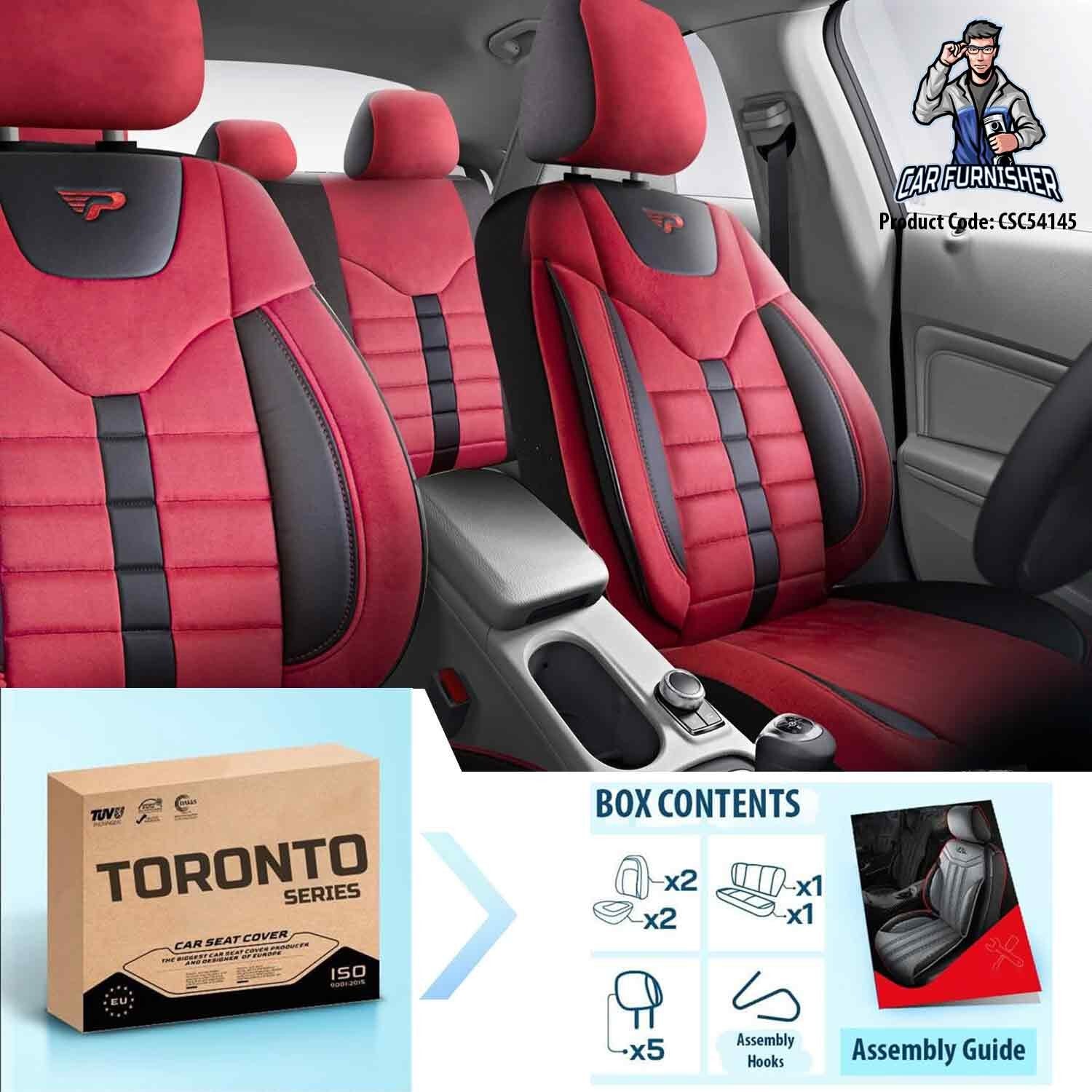 Luxury Car Seat Cover Set (5 Colors) | Toronto Series Red Style A Leather & Fabric
