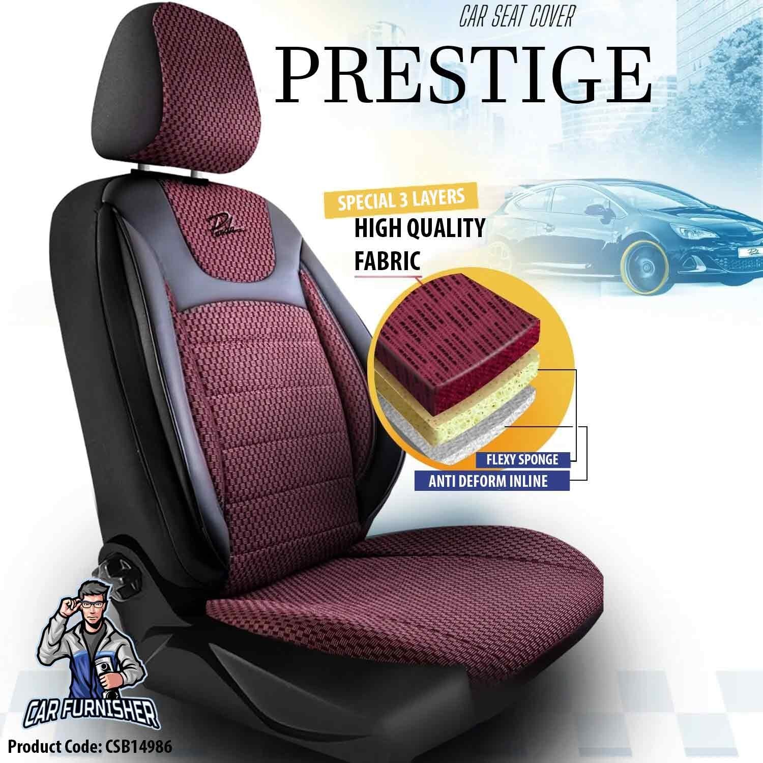 Luxury Car Seat Cover Set (5 Colors) | Prestige Series Burgundy Leather & Fabric