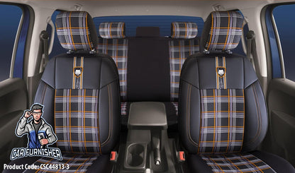 Luxury Car Seat Cover Set (4 Colors) | Cesme Series Orange Leather & Fabric