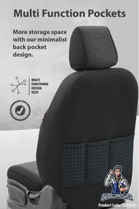 Thumbnail for Car Seat Cover Set - Line Design Gray 5 Seats + Headrests (Full Set) Leather & Cotton Fabric
