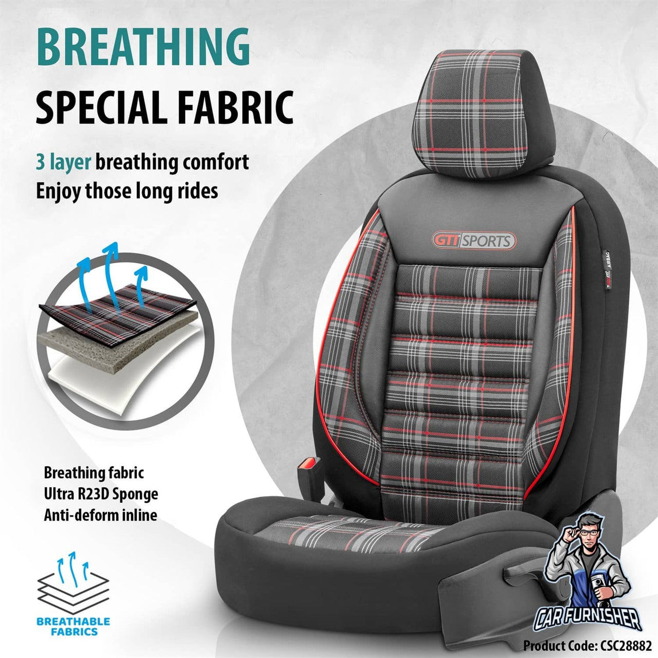 Car Seat Cover Set - Sports Design