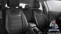 Thumbnail for Car Seat Cover Set - Prestige Design Black 5 Seats + Headrests (Full Set) Leather & Woven Fabric