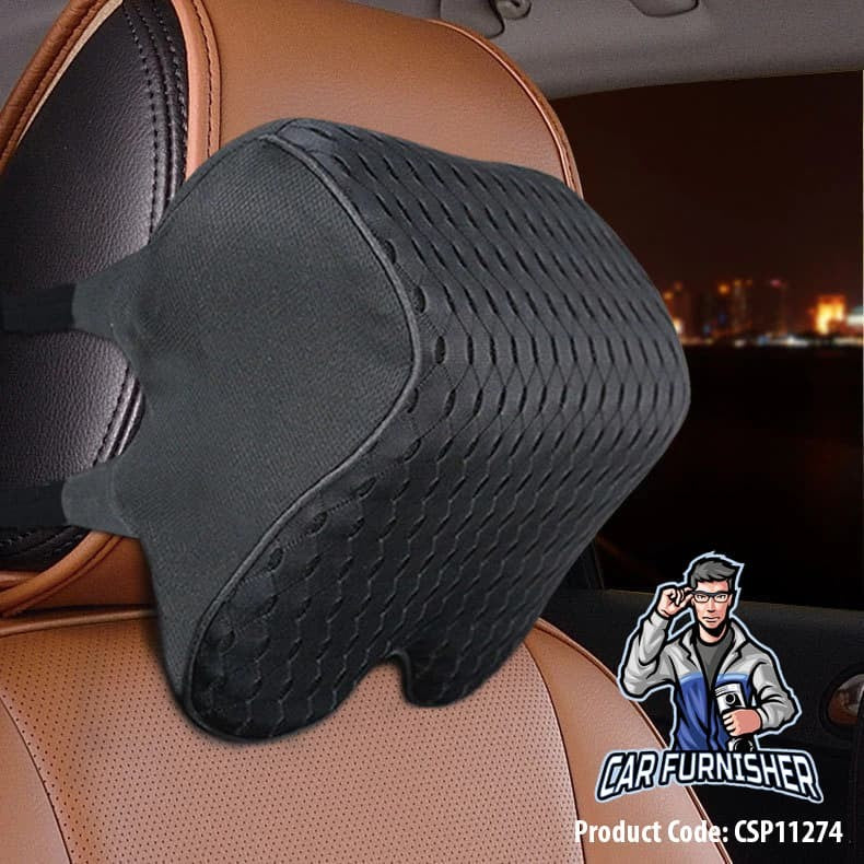 Memory Foam Ergonomic Car Seat Cover & Cushion Set (3 Pcs) Black 1x Head Pillow Piece Memory Foam