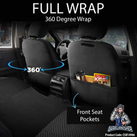 Thumbnail for Car Seat Cover Set - Prestige Design Black 5 Seats + Headrests (Full Set) Leather & Woven Fabric
