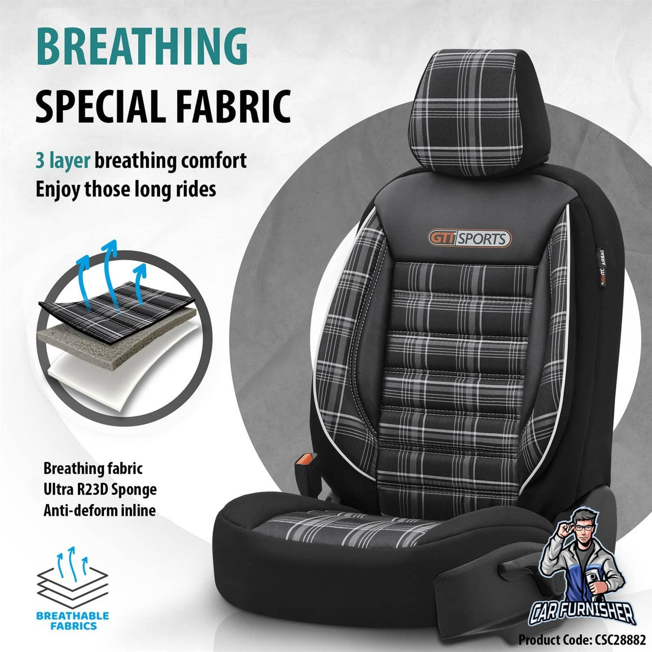 Car Seat Cover Set - Sports Design