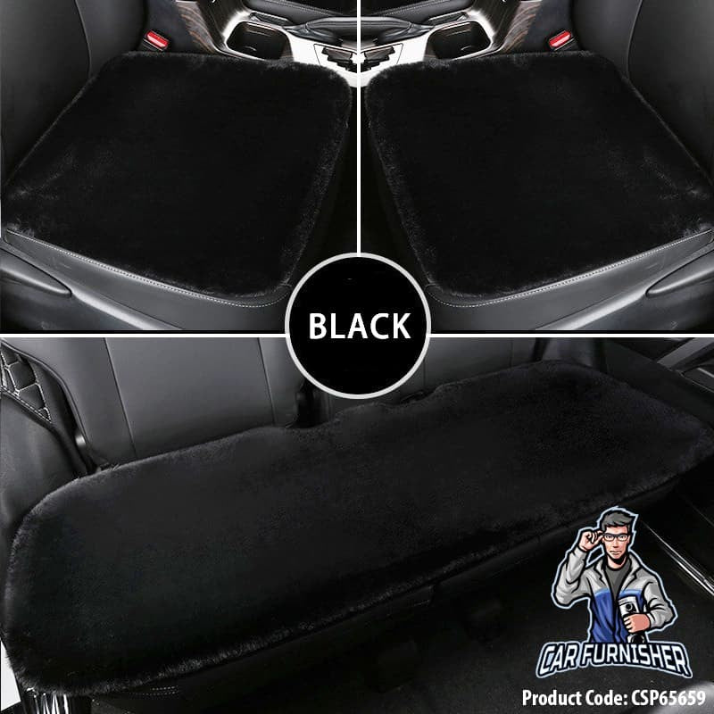 Plush Car Seat Cushion (4 Colors) | Warm | Winter Use Black Fabric