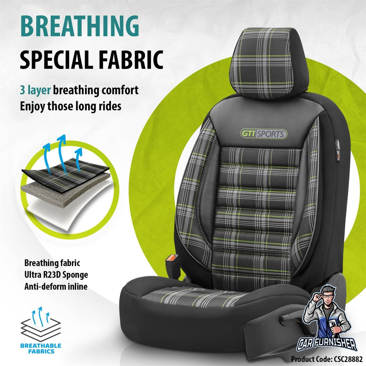 Car Seat Cover Set - Sports Design