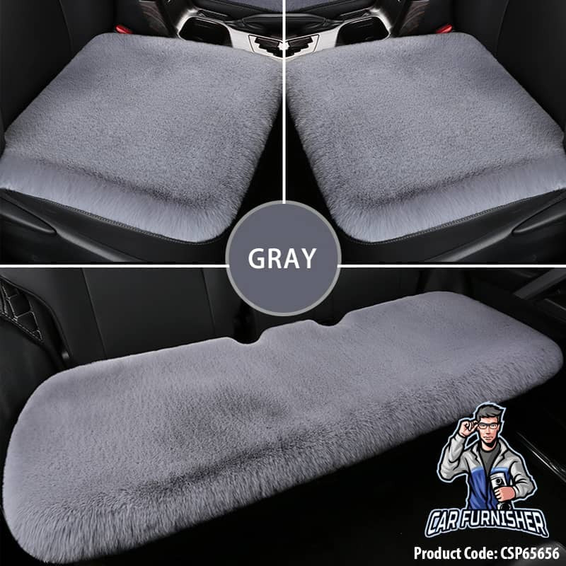 Plush Car Seat Cushion (4 Colors) | Warm | Winter Use Gray Fabric