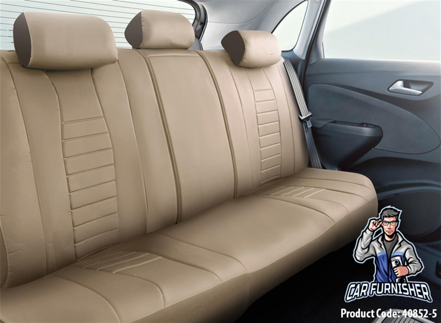 Luxury Car Seat Cover Set (5 Colors) | Tokyo Series Beige Full Leather