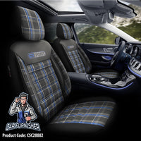 Thumbnail for Car Seat Cover Set - Sports Design Blue 5 Seats + Headrests (Full Set) Leather & Jacquard Fabric