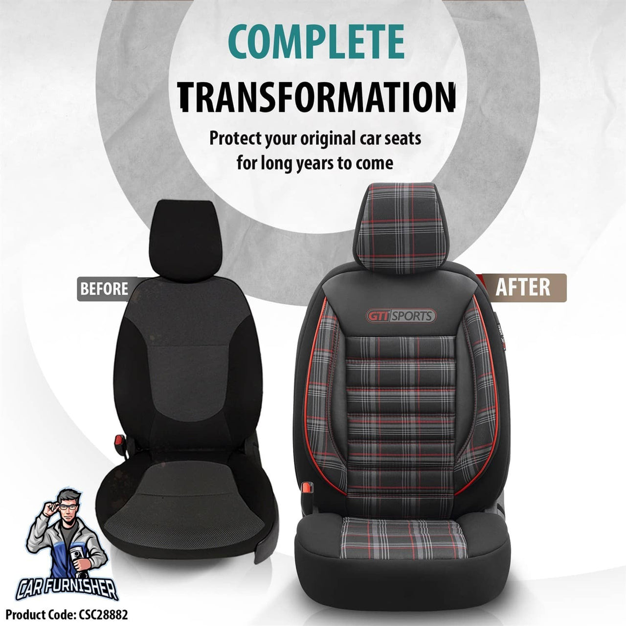 Car Seat Cover Set - Sports Design