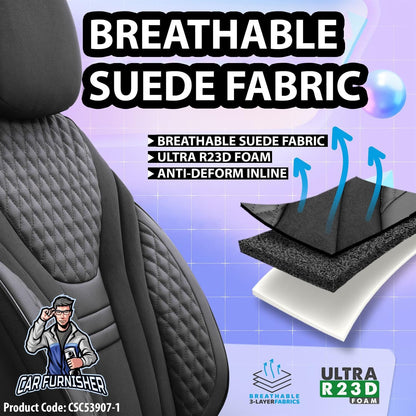 Luxury Car Seat Cover Set (3 Colors) | Infinity Series Black Leather & Fabric
