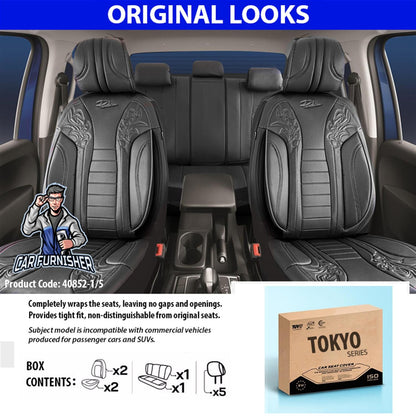 Luxury Car Seat Cover Set (5 Colors) | Tokyo Series Black Full Leather
