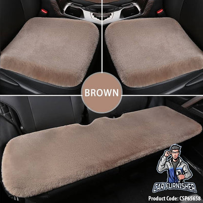 Plush Car Seat Cushion (4 Colors) | Warm | Winter Use Light Brown Fabric