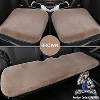 Thumbnail for Plush Car Seat Cushion (4 Colors) | Warm | Winter Use Light Brown Fabric