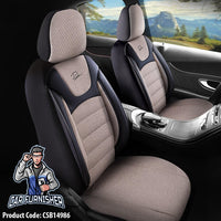 Thumbnail for Car Seat Cover Set - Prestige Design Beige 5 Seats + Headrests (Full Set) Leather & Woven Fabric