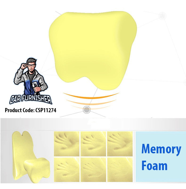 Memory Foam Ergonomic Car Seat Cover & Cushion Set (3 Pcs) Light Brown 1x Back Piece + 1x Head Pillow Memory Foam