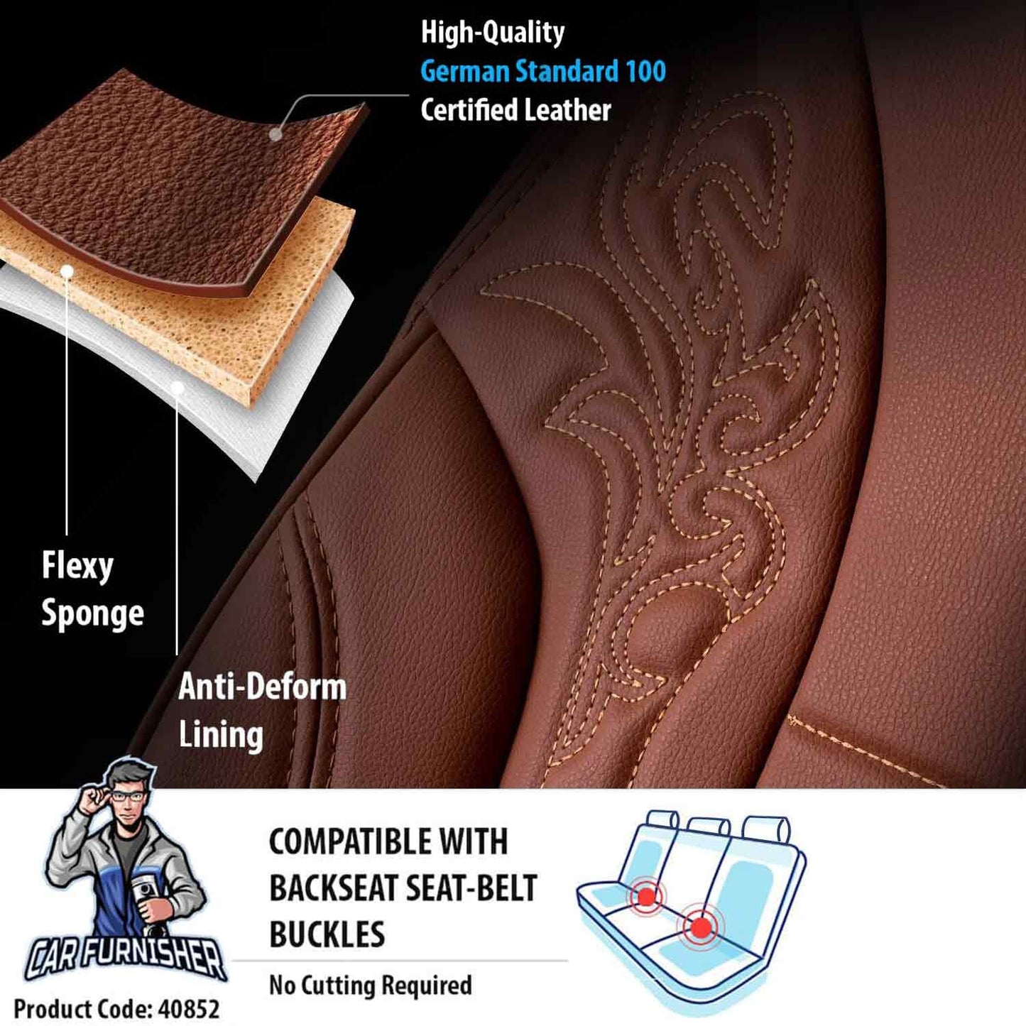 Luxury Car Seat Cover Set (5 Colors) | Tokyo Series Tan-Snuff Full Leather