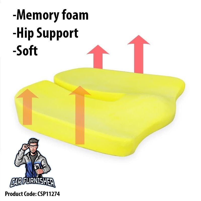 Memory Foam Ergonomic Car Seat Cover & Cushion Set (3 Pcs) Black 1x Back + 1x Bottom Pieces Memory Foam