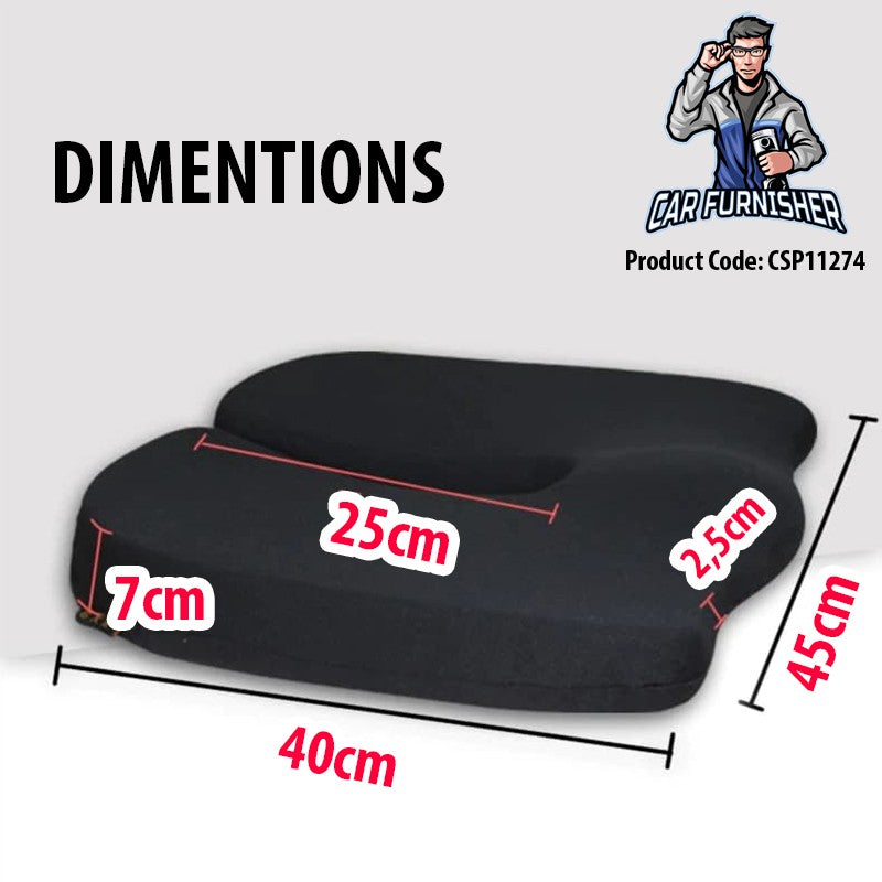 Memory Foam Ergonomic Car Seat Cover & Cushion Set (3 Pcs) Black 1x Bottom Piece Memory Foam