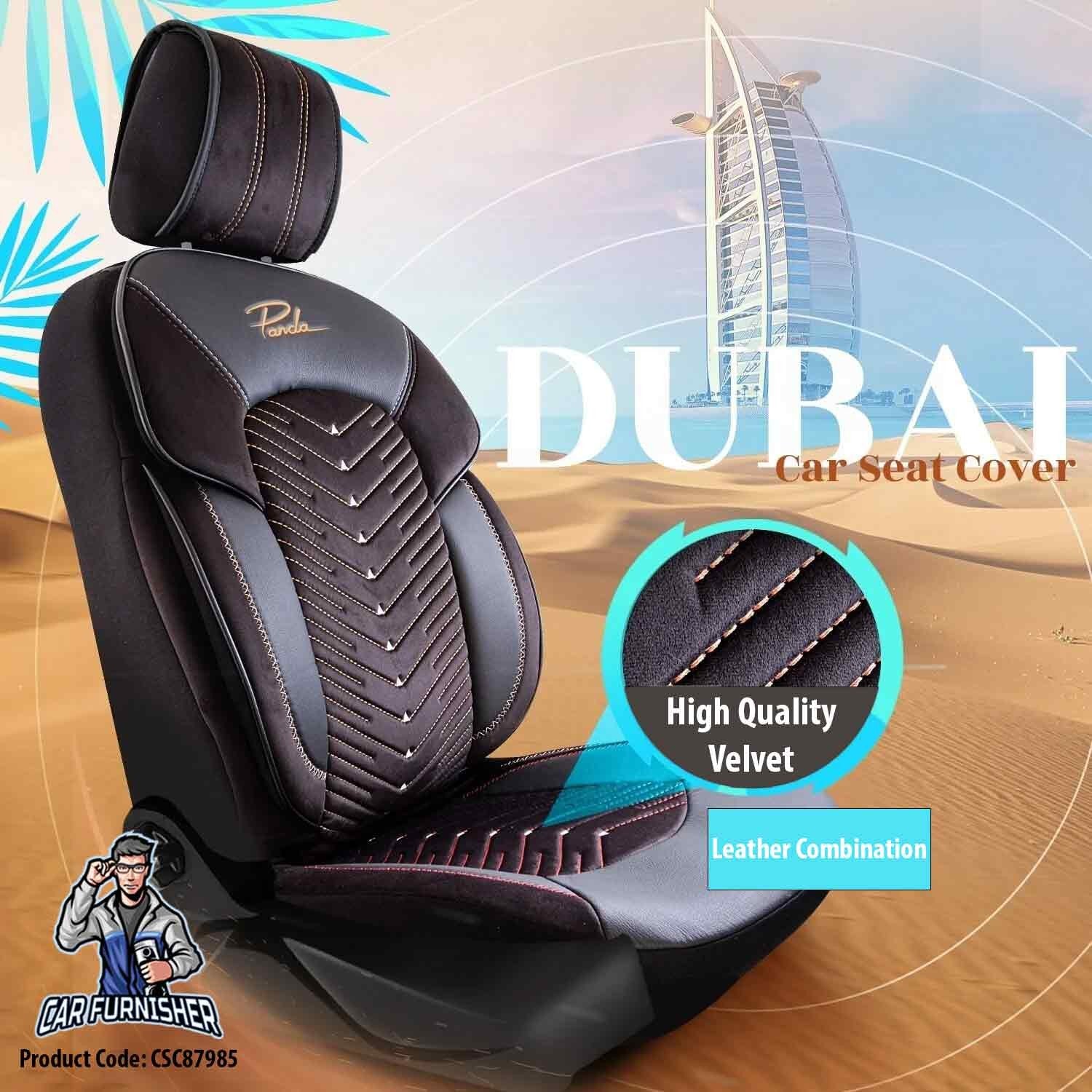 Luxury Car Seat Cover Set (7 Colors) | Dubai Series Orange Leather & Fabric