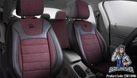 Thumbnail for Car Seat Cover Set - Prestige Design Burgundy 5 Seats + Headrests (Full Set) Leather & Woven Fabric