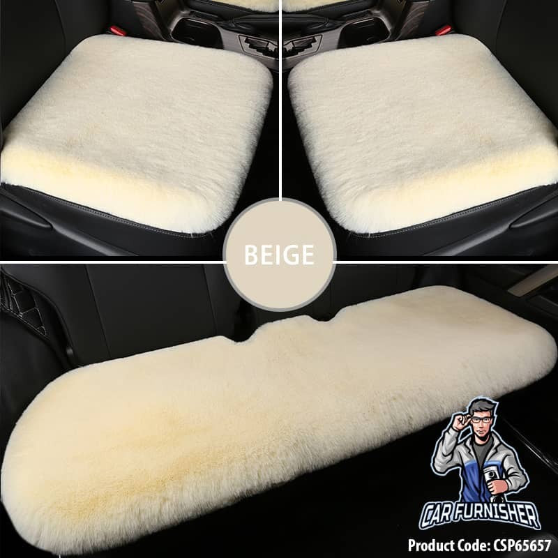 Plush Car Seat Cushion (4 Colors) | Warm | Winter Use Beige Fabric