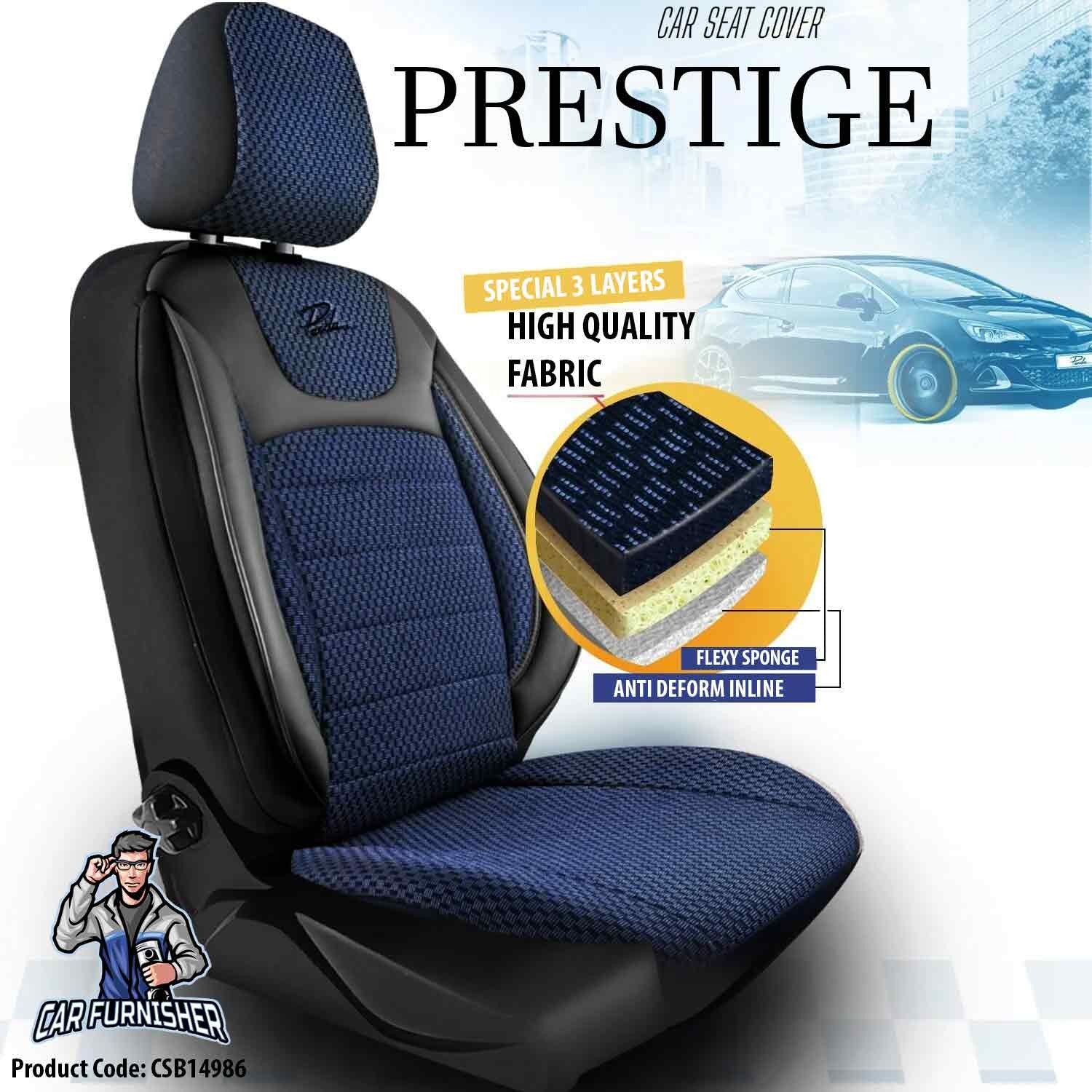 Luxury Car Seat Cover Set (5 Colors) | Prestige Series Blue Leather & Fabric
