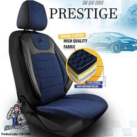 Thumbnail for Car Seat Cover Set - Prestige Design Blue 5 Seats + Headrests (Full Set) Leather & Woven Fabric