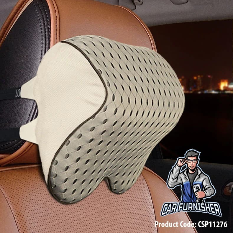 Memory Foam Ergonomic Car Seat Cover & Cushion Set (3 Pcs) Beige 1x Head Pillow Piece Memory Foam