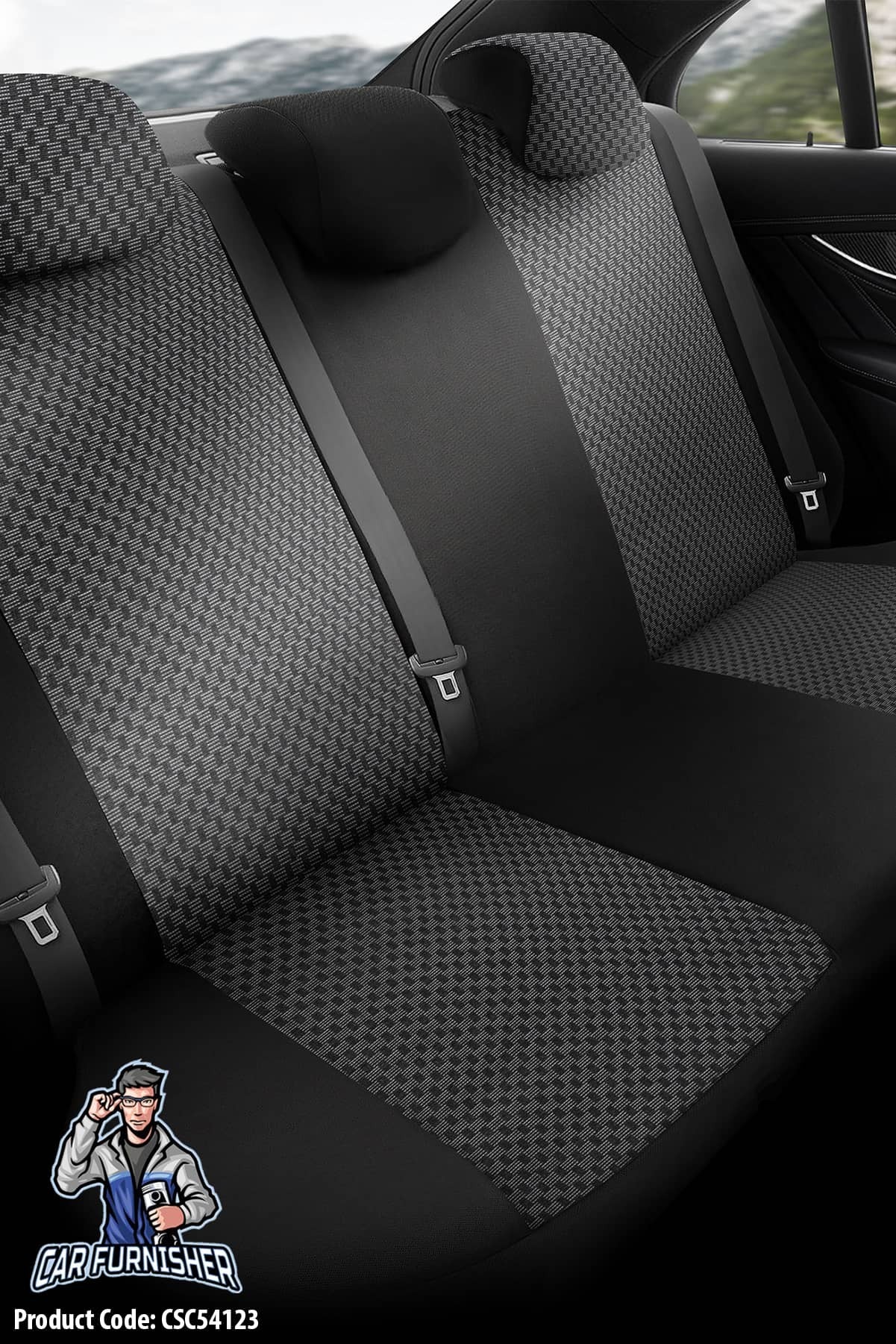 Luxury Car Seat Cover Set (3 Colors) | Line Series Gray Leather & Fabric