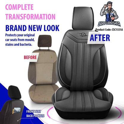 Luxury Car Seat Cover Set (5 Colors) | Miami Series Smoked Black Full Leather