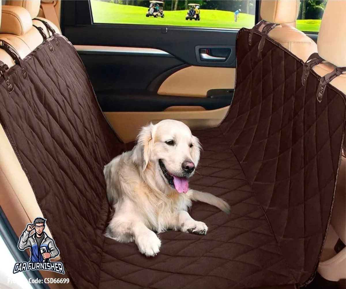 Tent Style Car Seat Cover For Dogs & Pets Brown Fabric