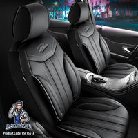 Thumbnail for Car Seat Cover Set - Miami Design Black 5 Seats + Headrests (Full Set) Full Leather