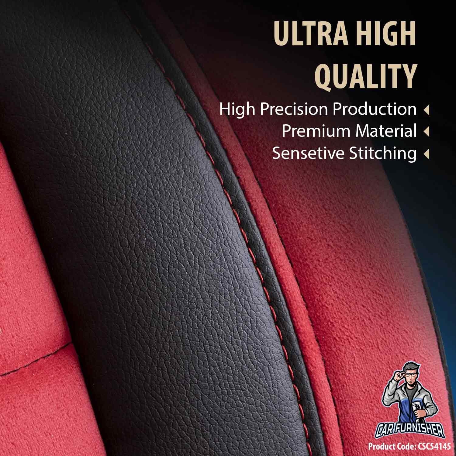 Luxury Car Seat Cover Set (5 Colors) | Toronto Series Red Style A Leather & Fabric