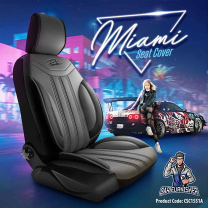 Luxury Car Seat Cover Set (5 Colors) | Miami Series Smoked Black Full Leather