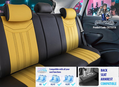 Luxury Car Seat Cover Set (5 Colors) | Miami Series Yellow Full Leather
